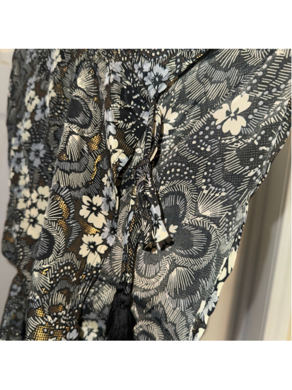 Karma Highway Floral Maxi Dress, Size S, Black and Gold - Picture 7 of 8